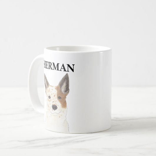 赤パーソナライズされたと白のヒエラーキャットレードッグ コーヒーマグカップ (正面左)