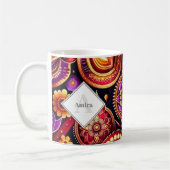 赤パーソナライズされたと紫のディヤス&ランゴリディワリ コーヒーマグカップ (左)