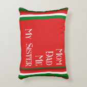 赤パーソナライズされたと緑と白のクリスマス アクセントクッション (正面(垂直))