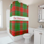 赤パーソナライズされたと緑のタータンチェック格子縞 シャワーカーテン (インサイチュ)