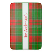 赤パーソナライズされたと緑のタータンチェック格子縞 バスマット (正面縦)