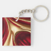 赤パーソナライズされたと金ゴールドのクリスマスプレゼント キーホルダー (裏面)