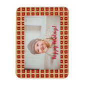 赤パーソナライズされたと金ゴールドのクリスマスプレゼント マグネット (縦)