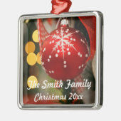 赤パーソナライズされたと金ゴールドのクリスマス年オーナメント メタルオーナメント (左)