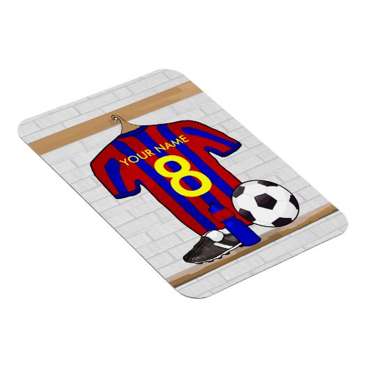 赤パーソナライズされたと青のサッカージャージー マグネット (右側)