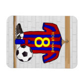 赤パーソナライズされたと青のサッカージャージー マグネット (横)