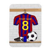 赤パーソナライズされたと青のサッカージャージー マグネット (縦)