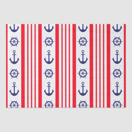 赤パーソナライズされたと青の航海のいかり 薄葉紙 (正面)