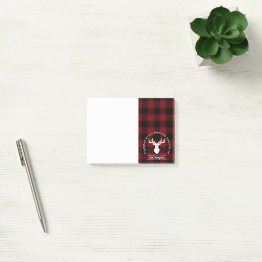 赤パーソナライズされたと黒のバッファローのチェック ポストイット (オフィス)