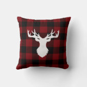 赤パーソナライズされたと黒のバッファローのプレイド クッション (裏面)