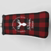 赤パーソナライズされたと黒のバッファローのプレイド ゴルフヘッドカバー (正面)