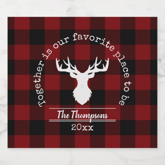 赤パーソナライズされたと黒のバッファローのプレイド ビールラベル (シングルラベル)