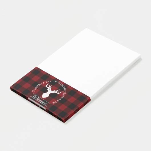 赤パーソナライズされたと黒のバッファローのプレイド ポストイット (アングル)