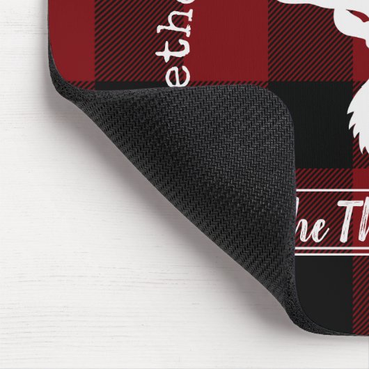 赤パーソナライズされたと黒のバッファローのプレイド マウスパッド (コーナー)