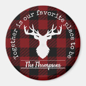 赤パーソナライズされたと黒のバッファローのプレイド マグネット (正面)