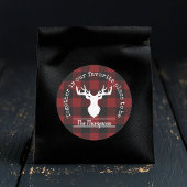 赤パーソナライズされたと黒のバッファローのプレイド ラウンドシール