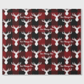 赤パーソナライズされたと黒のバッファローのプレイド ラッピングペーパー (フラット)