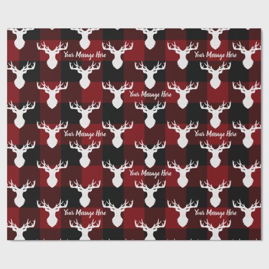 赤パーソナライズされたと黒のバッファローのプレイド ラッピングペーパー (フラット)