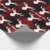 赤パーソナライズされたと黒のバッファローのプレイド ラッピングペーパー (角)