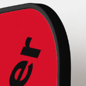 赤パーソナライズされたと黒の名前 ピックルボールラケット (左詳細)