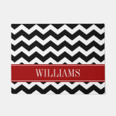 赤パーソナライズされたと黒の山形 ドアマット (正面)