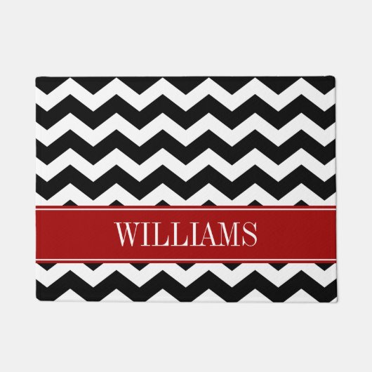 赤パーソナライズされたと黒の山形 ドアマット (正面)