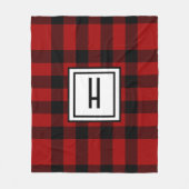 赤パーソナライズされたと黒市松模様に フリースブランケット (正面)