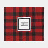 赤パーソナライズされたと黒市松模様に フリースブランケット (正面(横))