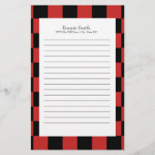 赤パーソナライズされたと黒(白市松模様に) 便箋 (正面)