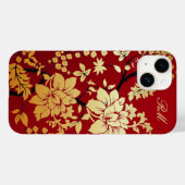 赤パーソナライズされたに東洋の黄金の花 Case-Mate iPhoneケース (裏面 (横))