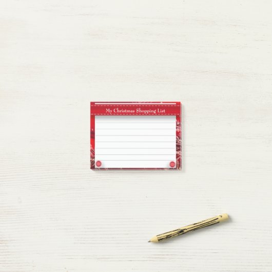 赤パーソナライズされたのクリスマスショッピング一覧 ポストイット (デスク上)