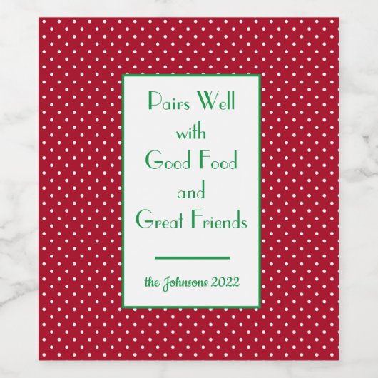 赤パーソナライズされたのクリスマススイスのドットのセット(6) ワインラベル (シングルラベル)