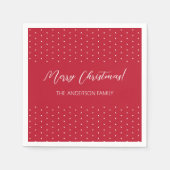 赤パーソナライズされたのスクリプエレガントト スタンダードカクテルナプキン (正面)