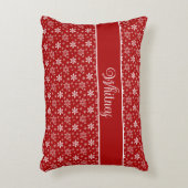 赤パーソナライズされたの白い雪 アクセントクッション (正面(垂直))