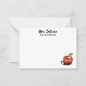 赤パーソナライズされたりんご幼稚園先生 ノートカード (正面)