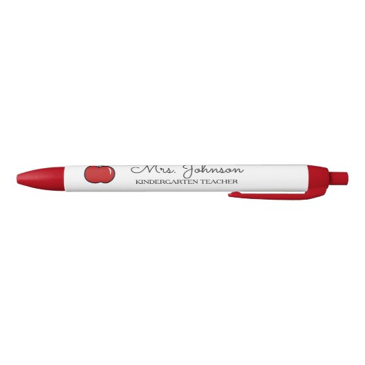 赤パーソナライズされたりんご幼稚園先生 青ボールペン (ボトム)