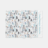 赤パーソナライズされたん坊の動物が男の赤ちゃんの贈り物をトレーニング フリースブランケット (正面(横))