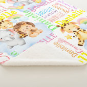 赤パーソナライズされたん坊の動物と長い女の子の名前 シェルパブランケット (3/4)