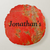 赤パーソナライズされたアンティーク車、素朴な金属 ラウンドクッション (正面)