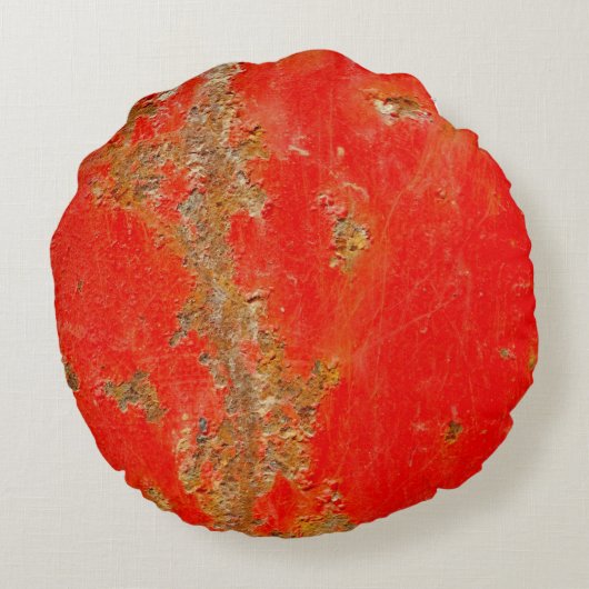 赤パーソナライズされたアンティーク車、素朴な金属 ラウンドクッション (裏面)