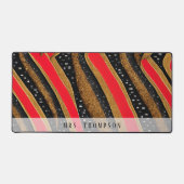 赤パーソナライズされたエレガントと黒 デスクマット (正面)