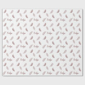 赤パーソナライズされたエレガントグリッター羽の名前 ラッピングペーパー (フラット)