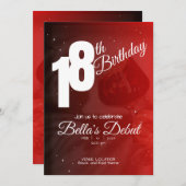 赤パーソナライズされたエレガント18番目の誕生日招待状 招待状 (正面/裏面)
