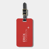 赤パーソナライズされたエレガント ラゲッジタグ (正面縦)