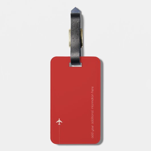 赤パーソナライズされたエレガント ラゲッジタグ (裏面縦)