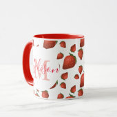 赤パーソナライズされたガーリーモノグラム マグカップ (正面左)
