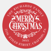 赤パーソナライズされたクラシックエレガント ラウンドシール (正面)