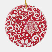 赤パーソナライズされたクリスマスツリーフェスティバル セラミックオーナメント (正面)