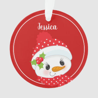 赤パーソナライズされたクリスマス雪だるま年オーナメント オーナメント