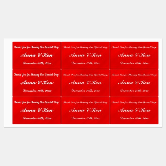 赤パーソナライズされたグラマー結婚ズ ラベル (シート)